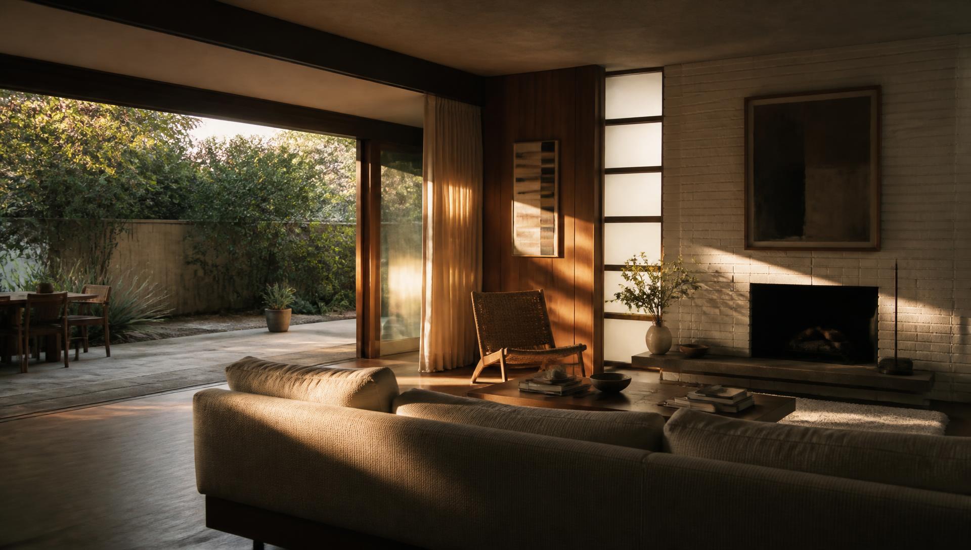 Warm afternoon light in a mid-century South Bay living room